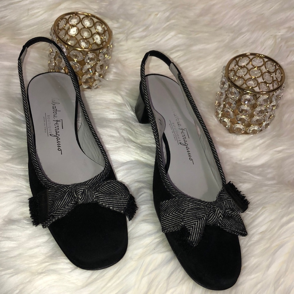 SOLD Salvatore Ferragamo Sling Back Bowtie Shoes